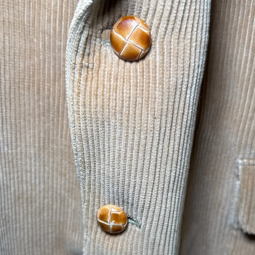 Vintage 80s Parkshire Parisian Men's Tan Corduroy Blazer 44R Elbow Patches